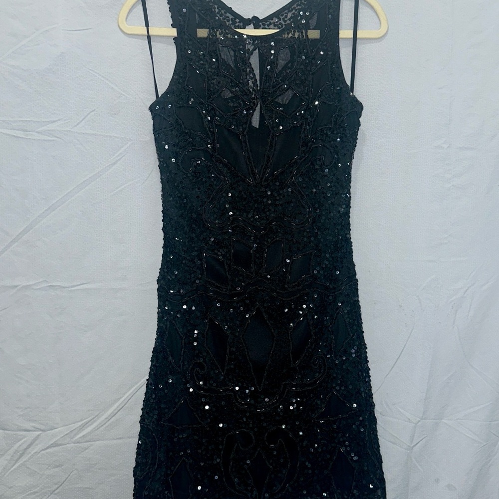 Aidan Mattox Black Sequin Mini Dress